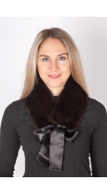 Black mink fur collar-neck warmer